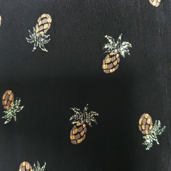 Pineapple Print Dress Sz 6 Maxi Bodycon Glitter Tropical Hawaiian Luau Party - Picture 2 of 5